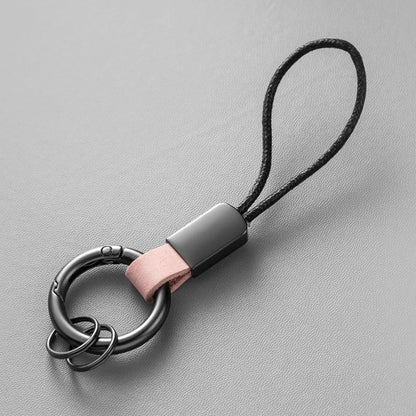 Trendy Genuine Leather Key Chains: Men's and Women's Car Keychain Lanyard with Cotton Rope Strap - Stylish Metal Keyring Gift