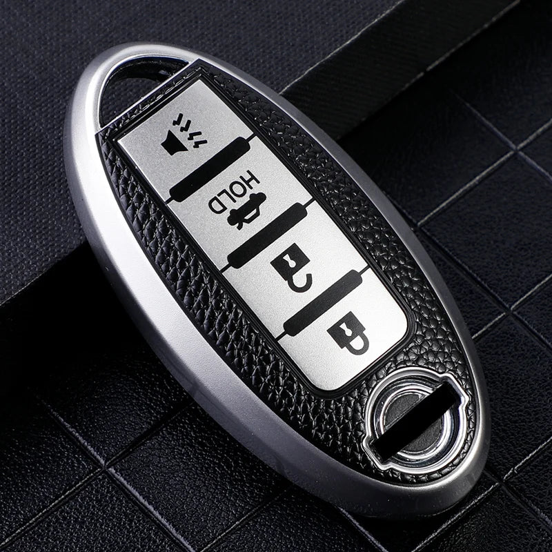 TPU Leather Car Key Case Cover - For Nissan Leaf, Micra, Qashqai J11/J10, X-Trail T32, Versa, Note, Patrol Key Fob Accessories