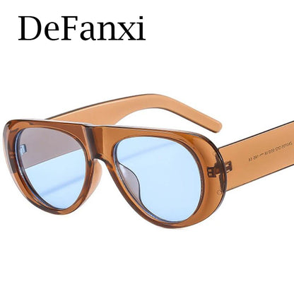 Retro Irregular Big Frame Sunglasses - Luxury Brand Tea Color Square Shades with UV400 Protection for Women and Cool Men’s Pilot Style