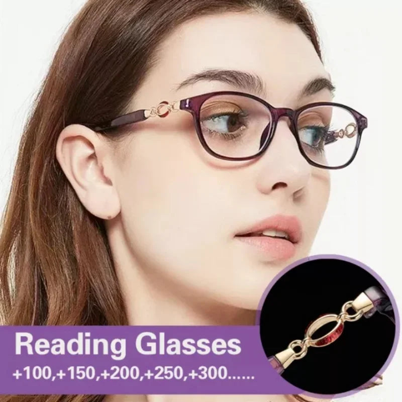 New 3-in-1 Progressive Multifocal Reading Glasses for Women - Anti-Blue Eyeglasses - Easy Far and Near Vision Correction from +1.0 to +4.0