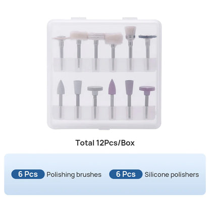 AZDENT Dental 12pcs/box Polisher Kit | Low-Speed Handpiece Composite Set for Dentistry | Porcelain & Natural Teeth Nail Polisher