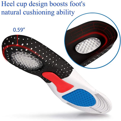 Memory Foam Orthopedic Insoles: Gel Cushion with Silicone Arch Support Pads for Men & Women - Soft Running Shoe Inserts