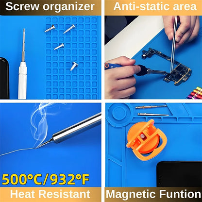 Heat-Resistant Repair Pad for Soldering Station - Silicone Soldering Mat Work Desk Platform for BGA Soldering