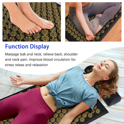 Elevate Your Wellness: Pranamat Eco Lotus Spike Mat - Acupuncture Massage Cushion with Kuznetsov's Applicator - Neck, Foot, and Back Relief for Yoga Acupressure Massage