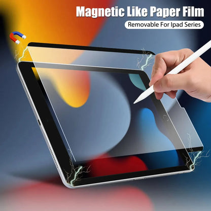 Paper-Like Magnetic Screen Protector for iPad 9/8/7/6/5, 9th Generation, 10" iPad Pro, 11"/12.9"/10.5"/9.7" Air, 5/4 Mini 6 - Reusable Film