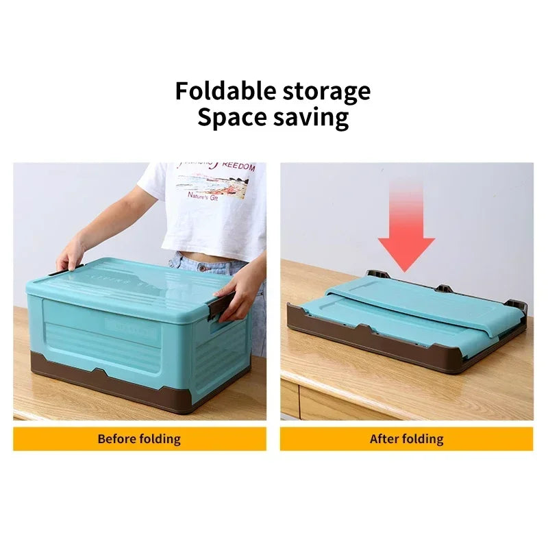 Folding Storage Box – Multifunctional Foldable Plastic Organizer with Lid – Ideal for Sundries and Supplies – 1 Piece