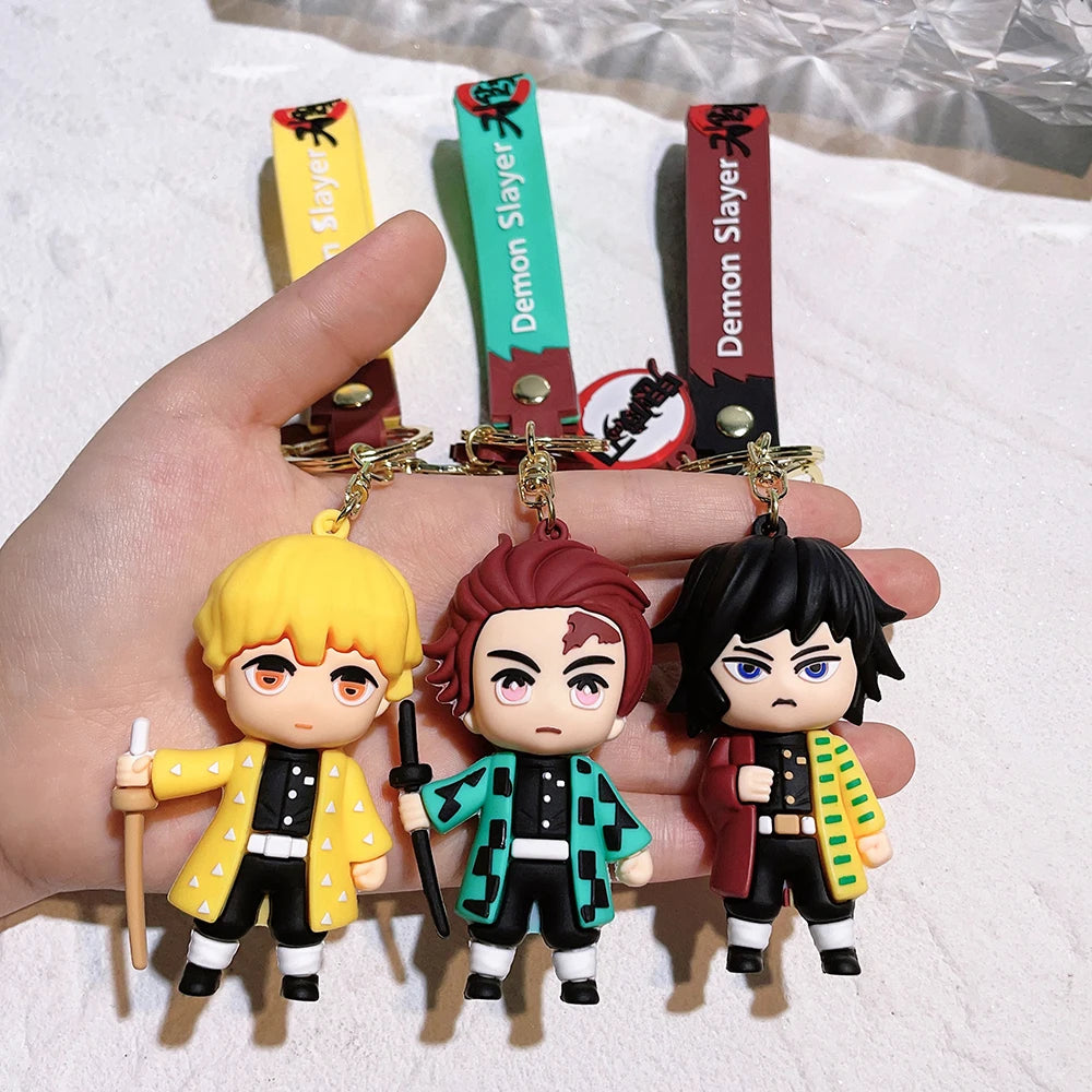 Demon Slayer Kimetsu No Yaiba Ghost Blade Keychain - Cute Character Bag Pendant and Car Key Ring, Anime Jewelry Fans Gift