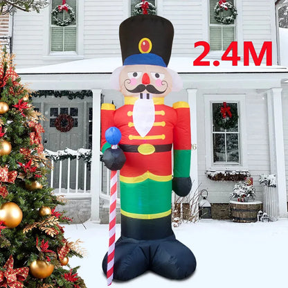 2.4M Inflatable Nutcracker Soldier with LED Light - Outdoor Christmas Decoration for Home, Yard, Garden, Indoor Xmas Decor