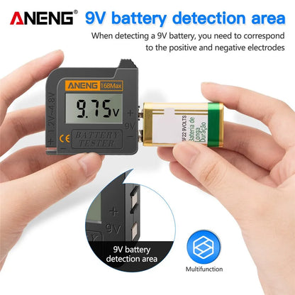 ANENG 168Max Digital Battery Tester - Universal Lithium and Cell Battery Capacity Analyzer with Display for AAA, AA, and Button Cells