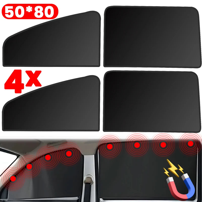 Magnetic Car Window Sunshade Cover with UV Protection - Mesh Curtain Protector for Side and Rear Windows, Auto Accessories