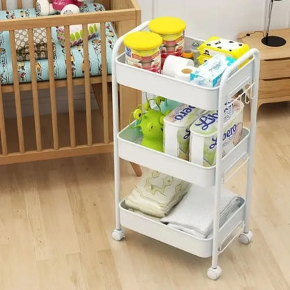 Bookshelf Storage Trolley - Mobile Kitchen Organizer Cart with Wheels, Multi-Layer Bathroom Shelves for Snacks and Household Items