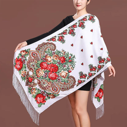 2024 Designer Print Shawls for Women - Winter Scarf Pashmina with Floral Design, Warm Hijab Wraps, Bufandas Foulard, Travel Stoles