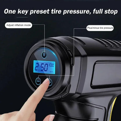 120W Handheld Air Compressor – Wireless/Wired Inflatable Pump, Portable Tire Inflator with Digital Display for Car, Bicycle, and Balls