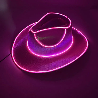 New Pearlescent Cowboy Hat - Glowing Cowgirl Cap for Dance Costumes, Neon Nightclub Decor