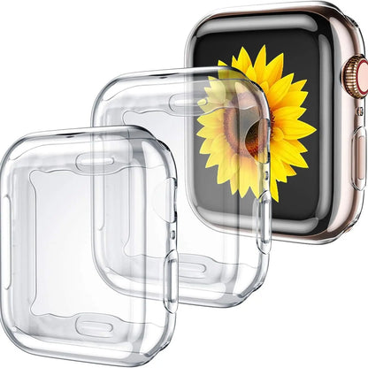 Clear Case & Screen Protector for Apple Watch: Full Cover TPU Bumper - Compatible with Series 8 to 4