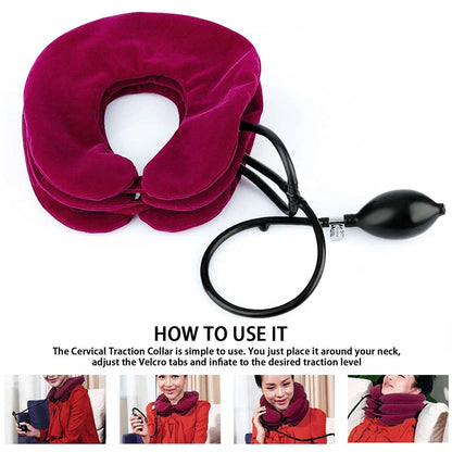 Inflatable Cervical Neck Traction Device: Relief for Chronic Neck & Shoulder Pain - Collar for Home Neck Stretcher Alignment