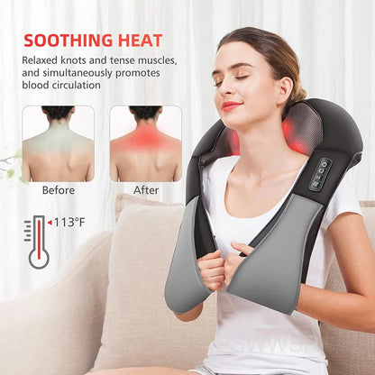 U-Shape Shiatsu Electric Massager: Back Shoulder and Neck Massager with Heat - Deep Tissue Kneading Pillow Massage