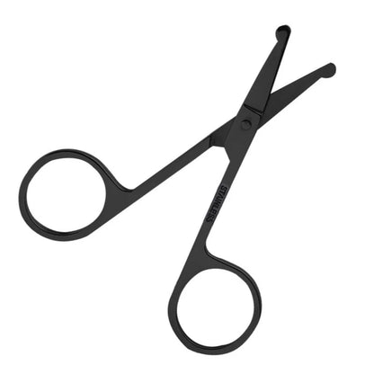 Unisex Stainless Steel Safe Nose Hair Scissors - Black Round Head Design (Gentle on Nose)