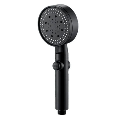 5 Mode Adjustable High Pressure Shower Head – One-Key Stop Water Massage, Water-Saving Black Bathroom Accessory