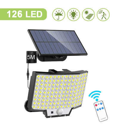 348LED Solar Lamp: Outdoor Security Light with Motion Sensor - Waterproof, Powerful Spotlight Solar for Garden and Garage Security