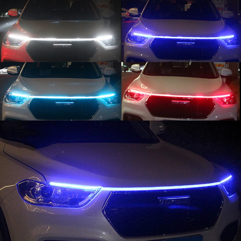 12V LED Daytime Running Light - Scan Starting Hood Decorative DRL, Auto Engine Ambient Lamp for Car Hood Decoration