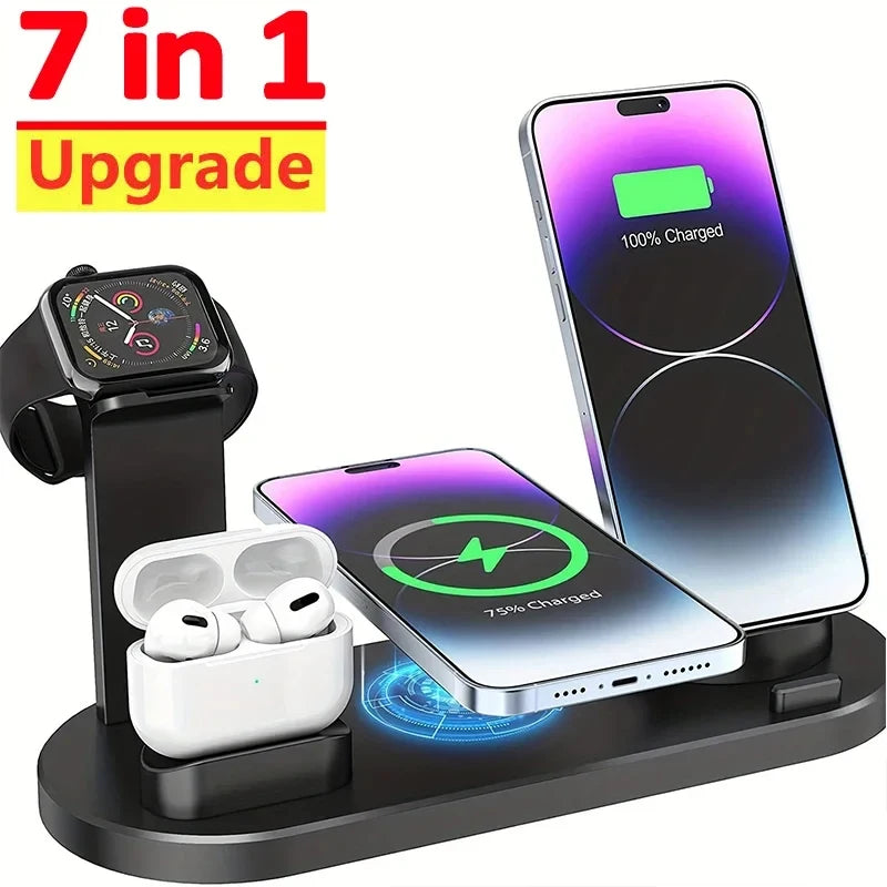 30W 7-in-1 Wireless Charging Stand - Fast Charging Dock for iPhone 14/13/12 Pro Max, Apple Watch, AirPods Pro, iWatch 8/7