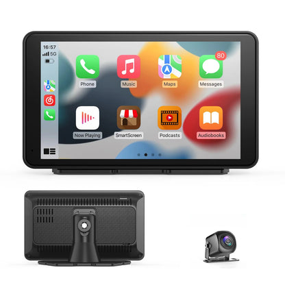 7'' Portable CarPlay Smart Touchscreen - Wireless Car Stereo with Android Auto, Mirror Link, AUX Connection, and FM Radio