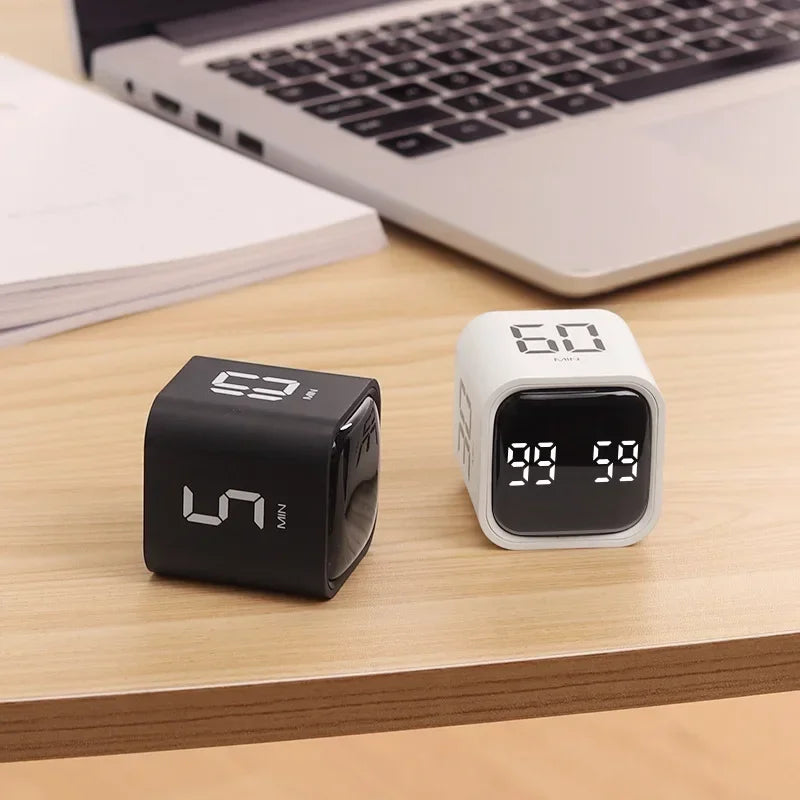 Productivity Cube Timer: Gravity Sensor, Flipping LED Display, 4 Preset Time, Dual Modes Countdown for Cooking, Study - Mini Digital Timer