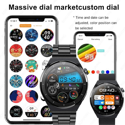 2024 New Huawei Xiaomi GT3 Pro Smart Watch – AMOLED 390x390 HD Screen, Heart Rate, Bluetooth Call, IP68 Waterproof, for Men