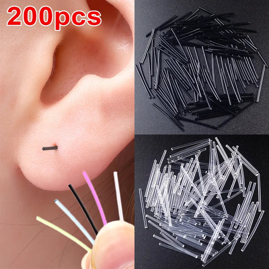 Invisible Plastic Soft Stud Earrings: Hypoallergenic Transparent Earring Piercing Retainer - Simple Ear Studs Pins Jewelry