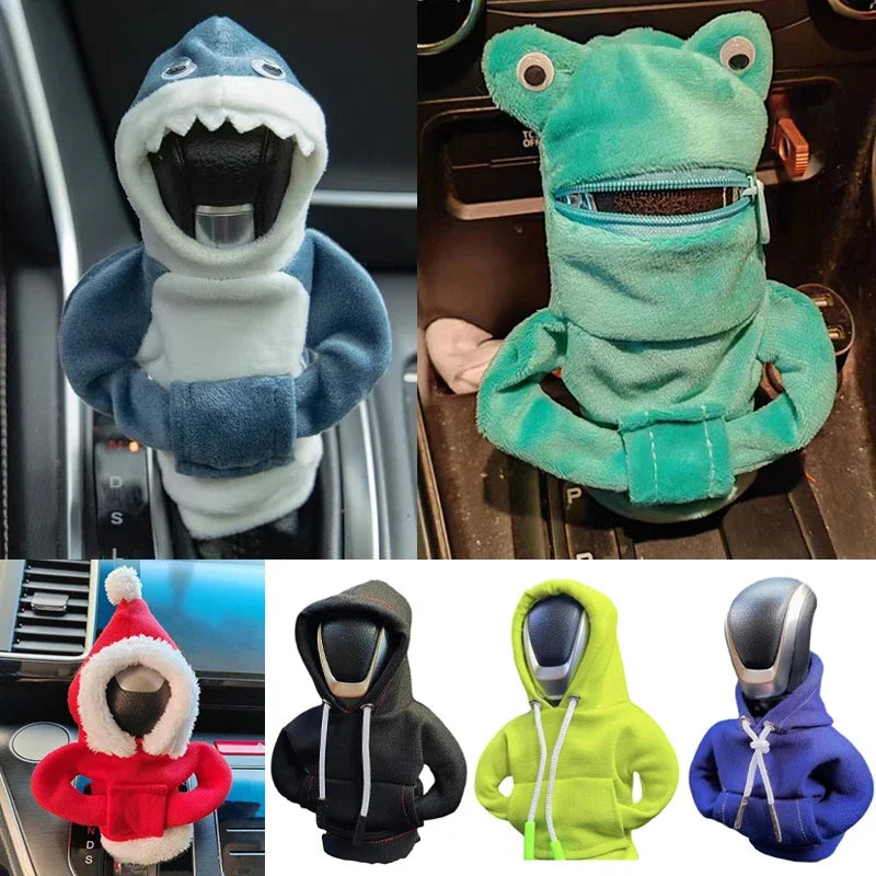 Fashion Hoodie Car Gear Shift Knob Cover - Cute Cartoon Design - Decorative Gear Lever Accessory for Auto Interior