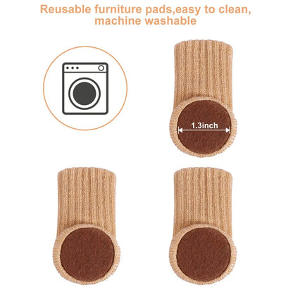 24PCS Chair Leg Socks with Anti-Slip Pads - High Elastic Floor Protectors for Furniture Legs - Thick Caps Covers Set