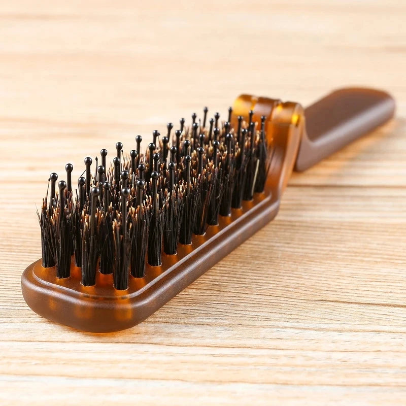 Foldable Boar Bristle Hair Comb - Portable Hair Brush & Head Massager - Travel Combs for Styling - Hair Styling Accessories