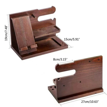 Wooden Bedside Phone Docking Station – Multifunctional Rack for Wallet, Watch, and Storage, Ideal for Valentine's Day