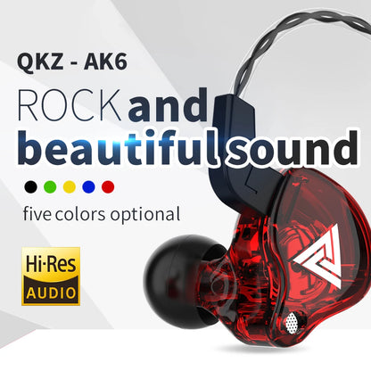 QKZ AK6 3.5mm Wired Earphones - HiFi Sound Quality Gaming Headset with Bass, Affordable Earbuds for Gamers