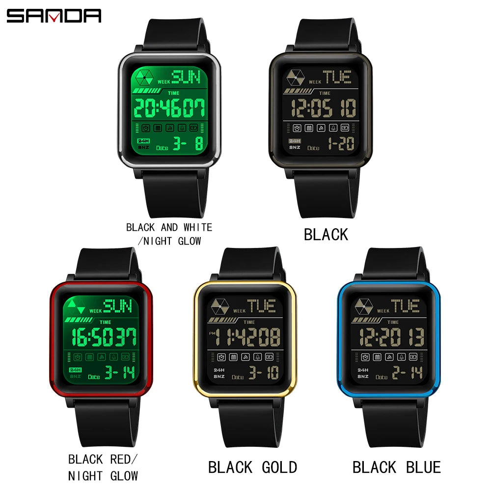 SANDA Military Digital Watch for Men - Waterproof LED Sport Wristwatch with Stopwatch, Model 6159