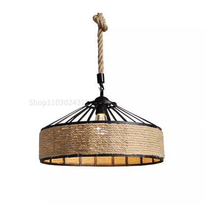 Classical Hemp Rope Pendant Ceiling Lamp - Retro Antique Iron Chandelier for Dining Room - Industrial Hanging Light Fixture