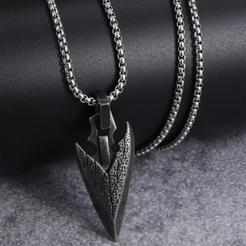 Celtic Weapon Spear Pendant Necklace - Men's Punk Retro Nordic Mythology Hip Hop Trend Jewelry