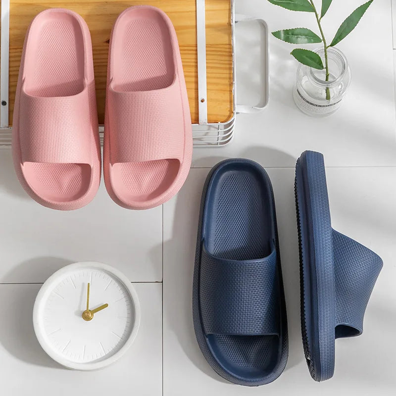 Platform Thick Bathroom Home Slippers: Cloud Fashion Soft Sole Eva Indoor Sandals - Non-Slip Flip Flop for Men & Women