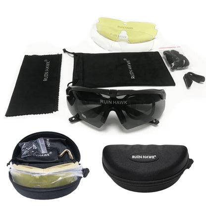 Military Tactical Glasses - Sports Sunglasses for Mountain Biking, Hunting, Air Gun Shooting, Outdoor Protective Eyewear