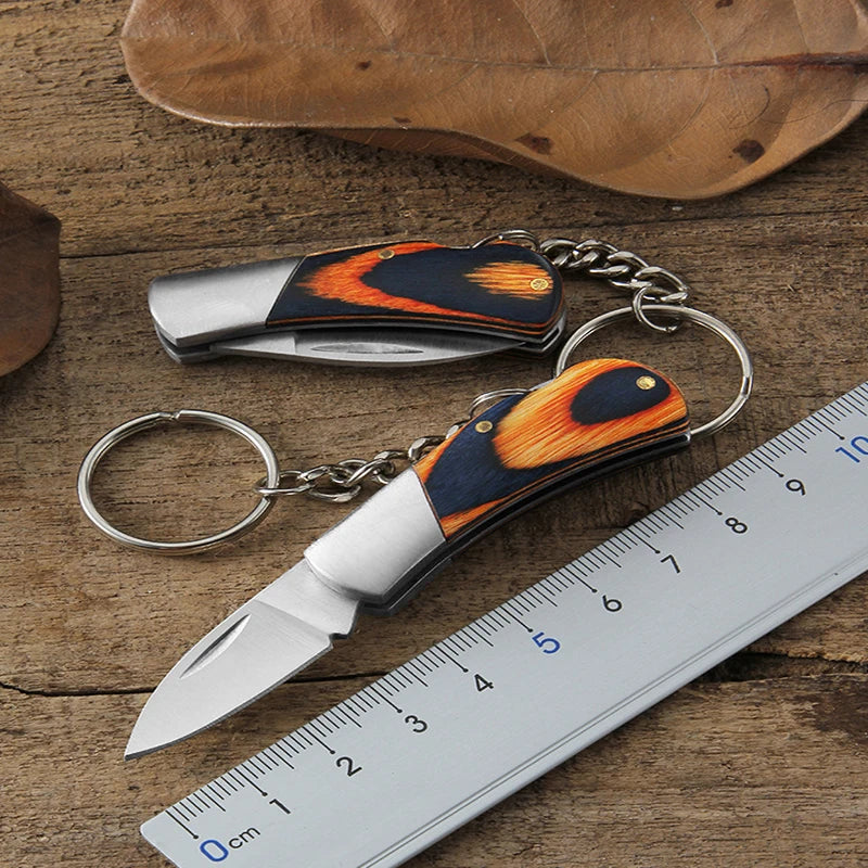 Portable Small Blade Camping Keychain Knife - Stainless Steel Folding Pocket Knife with Key Ring Pendant, Perfect Bag Gift