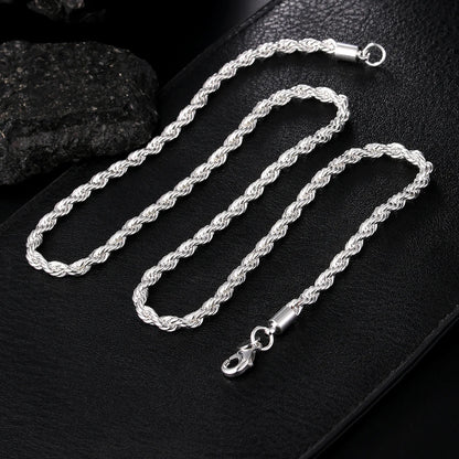 Hot Charms Fine 4mm Rope Chain Necklace – 925 Sterling Silver, Classic Fashion Jewelry for Women and Men, Wedding and Holiday Gifts