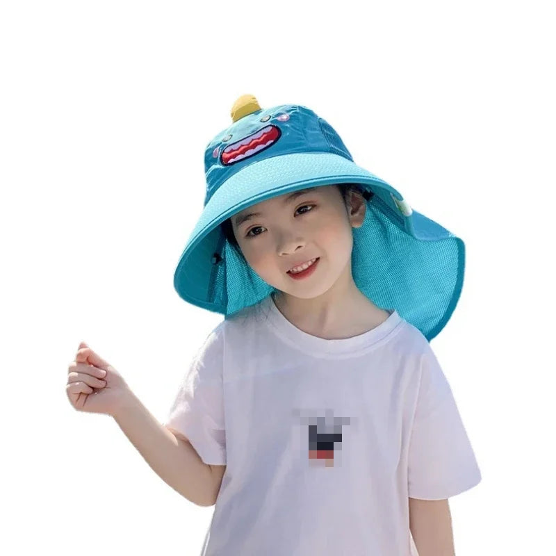 Protect Your Little Explorer: Children's Summer Sun Hat - Outdoor Neck and Ear Cover, Anti-UV Protection Beach Cap for Boys and Girls, Ideal Travel Flap Cap