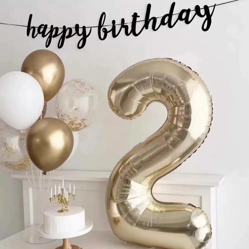 40 Inch Big Foil Number Balloons (0-9) - Helium Birthday Balloons for Happy Birthday, Wedding, and Party Decorations