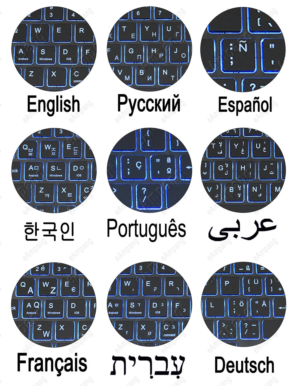 For iPad Air 4th/5th Pro 11 Magic Keyboard Case - Multilingual AZERTY & QWERTY Layouts, Including Portuguese, Arabic, Hebrew, Spanish, German, and Hungarian