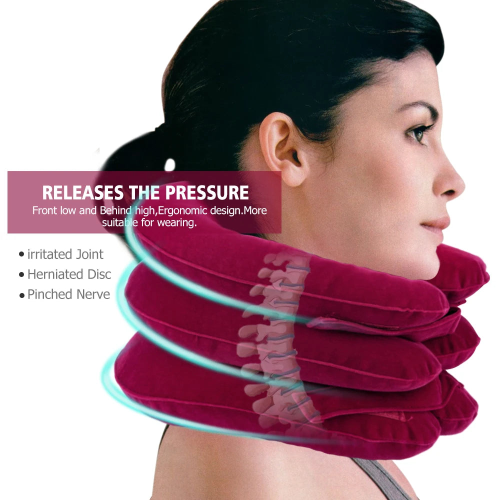 Inflatable Cervical Neck Traction Device: Relief for Chronic Neck & Shoulder Pain - Collar for Home Neck Stretcher Alignment