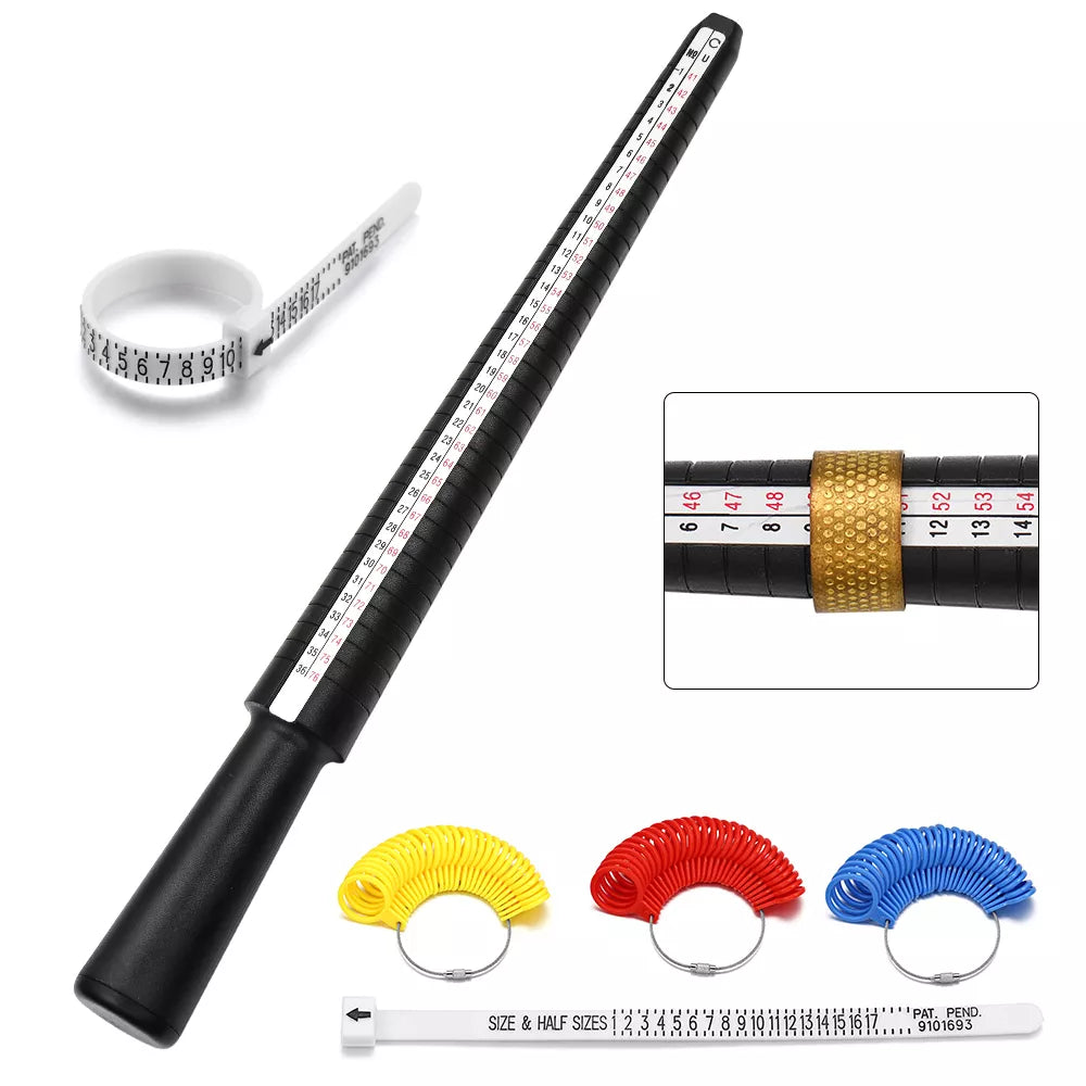 Professional Jewelry Tools - Ring Mandrel Stick & Finger Gauge Ring Sizer Set - Measure UK/US Sizes for DIY Jewelry Making