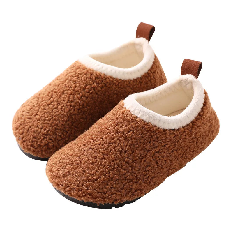 Kids' Cotton Slippers - Warm Plush Winter Home Shoes for Boys and Girls, Soft Sole Indoor Footwear with Anti-Slip Protection