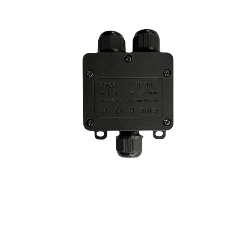 IP68 Outdoor Waterproof Junction Box - Black 3 Way Mini Connector Box - PC Plastic and Terminal - Designed for Buried Wires