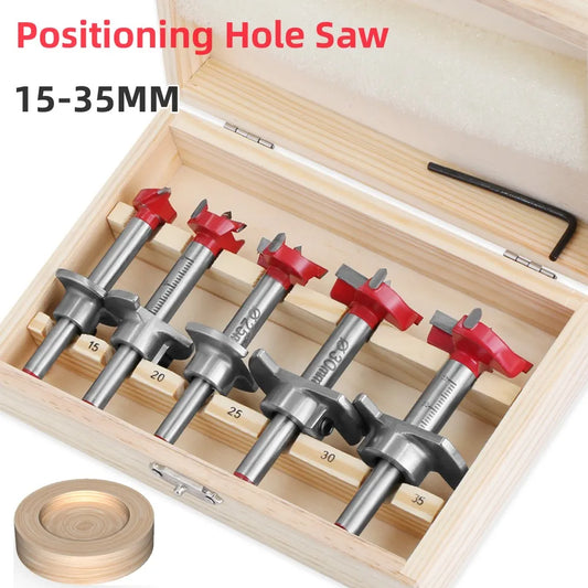 Adjustable Positioning Hole Saw Kit - 15-35mm Hinge Hole Opener Woodworking Carbide Drill Bits Set